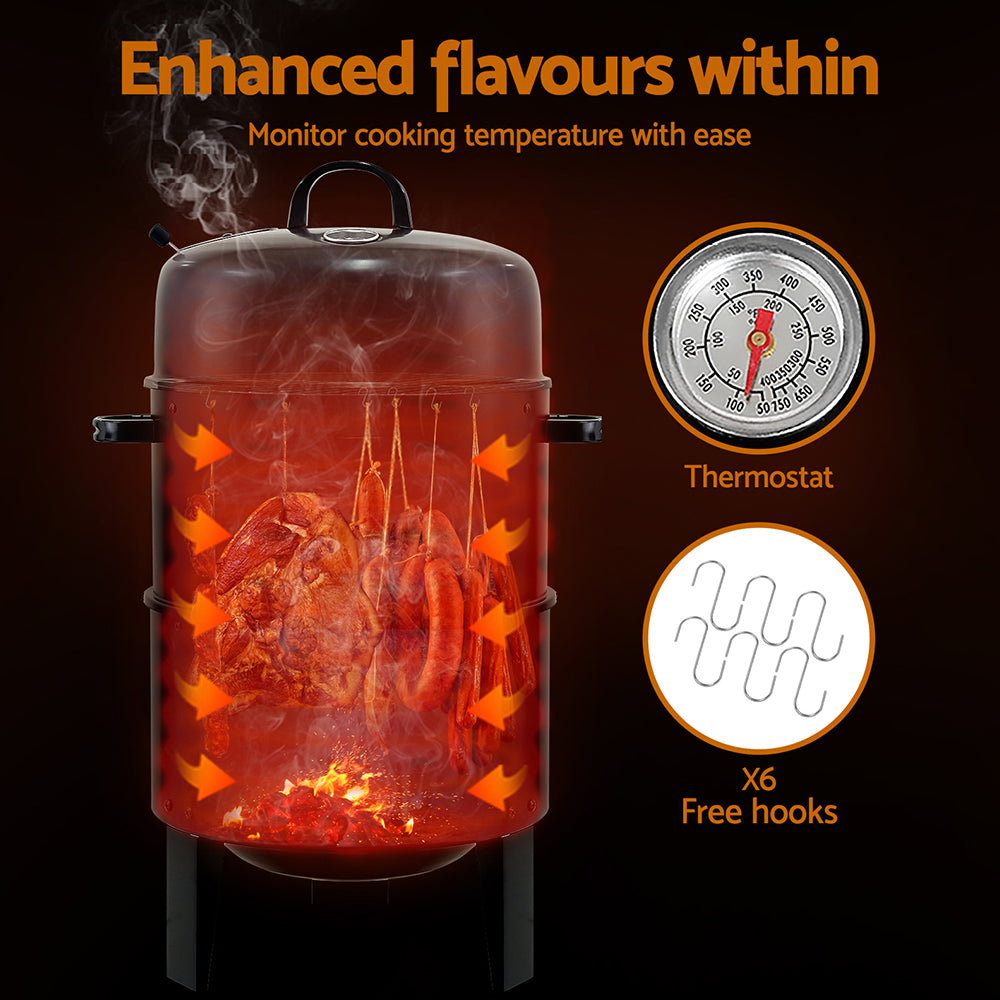 Grillz 3-in-1 Charcoal BBQ Smoker - Black-Home &amp; Garden &gt; BBQ-PEROZ Accessories