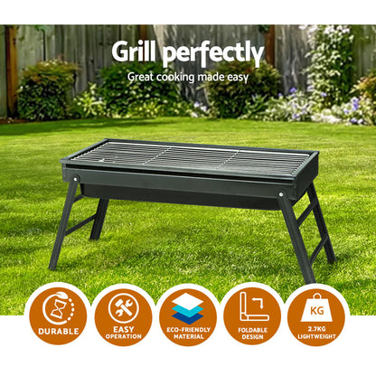 Grillz Charcoal BBQ Grill Smoker Portable Barbecue Outdoor Foldable Camping-Outdoor &gt; Camping-PEROZ Accessories