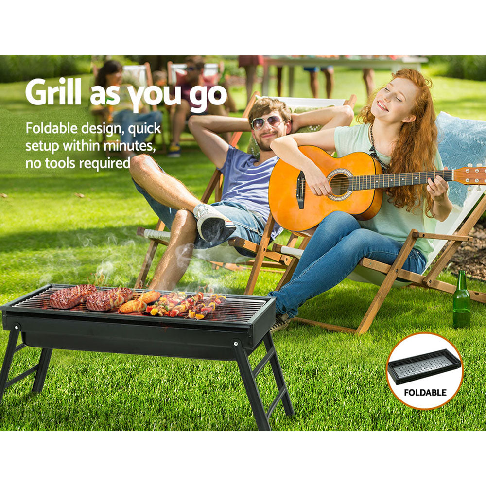 Grillz Charcoal BBQ Grill Smoker Portable Barbecue Outdoor Foldable Camping-Outdoor &gt; Camping-PEROZ Accessories