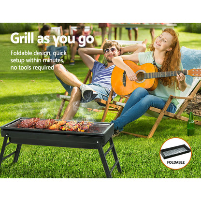 Grillz Charcoal BBQ Grill Smoker Portable Barbecue Outdoor Foldable Camping-Outdoor &gt; Camping-PEROZ Accessories