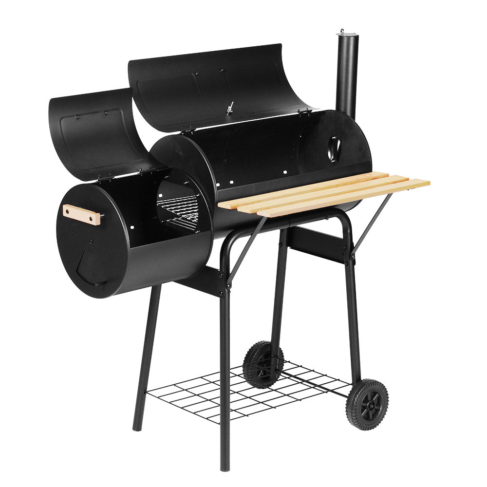 Grillz 2-in-1 Offset BBQ Smoker - Black-Home &amp; Garden &gt; BBQ-PEROZ Accessories