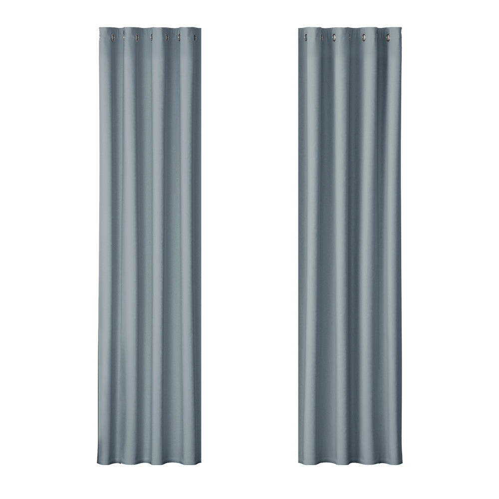 Artiss 2X Blockout Curtains Blackout Window Curtain Eyelet 140x230cm Grey-Curtains - Peroz Australia - Image - 2