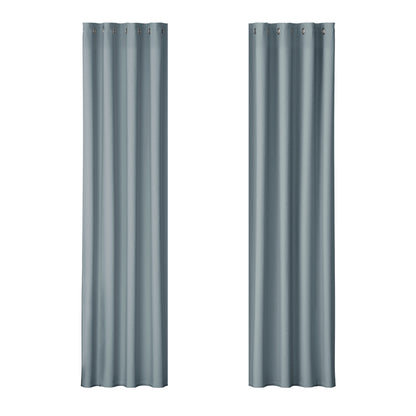 Artiss 2X Blockout Curtains Blackout Window Curtain Eyelet 140x230cm Grey-Curtains - Peroz Australia - Image - 2