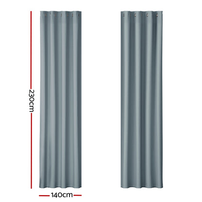 Artiss 2X Blockout Curtains Blackout Window Curtain Eyelet 140x230cm Grey-Curtains - Peroz Australia - Image - 3
