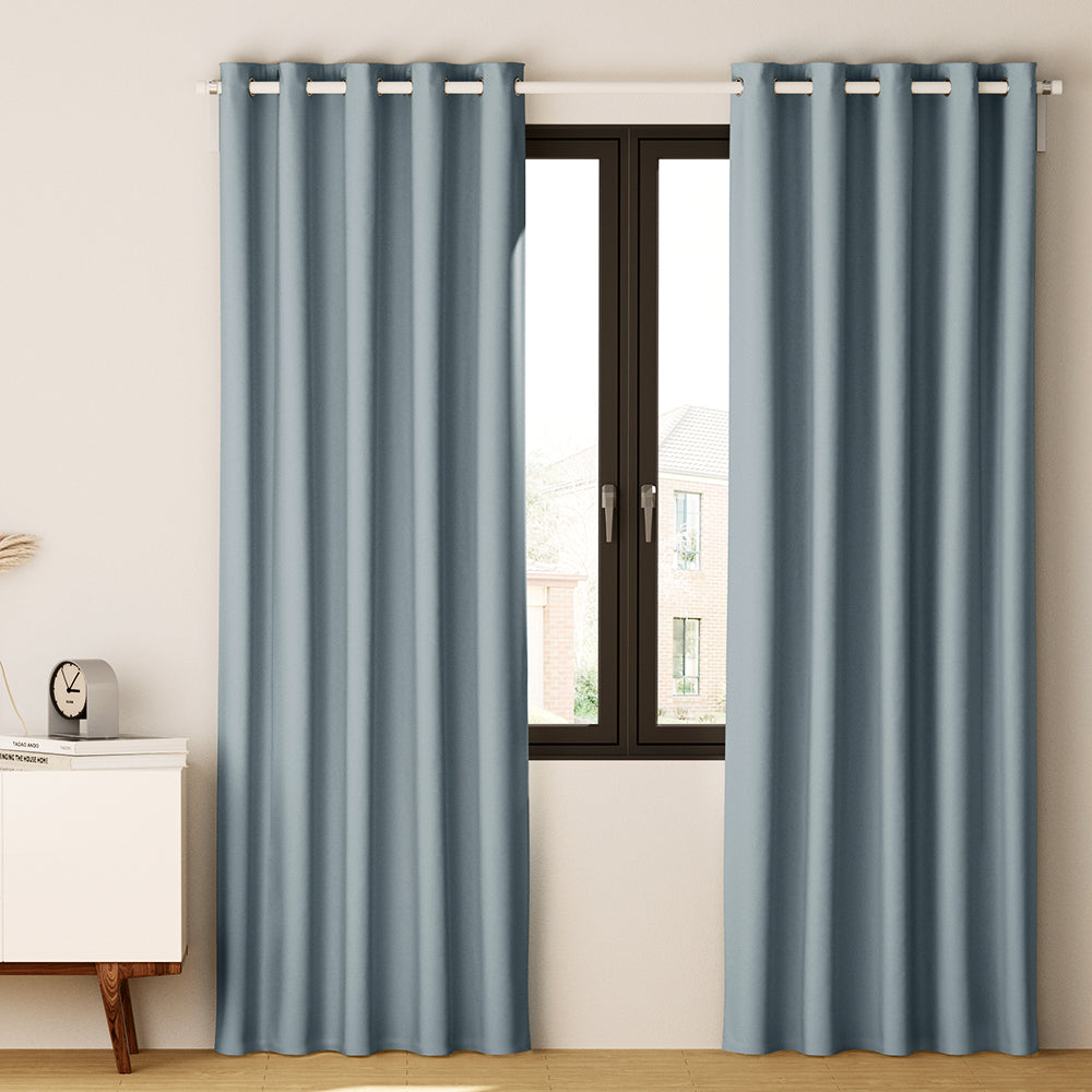 Artiss 2X Blockout Curtains Blackout Window Curtain Eyelet 140x230cm Grey-Curtains - Peroz Australia - Image - 1