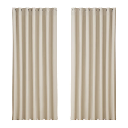 Artiss 2X Blockout Curtains Blackout Window Curtain Eyelet 240x230cm Beige-Curtains - Peroz Australia - Image - 2
