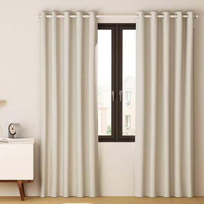 Artiss 2X Blockout Curtains Blackout Window Curtain Eyelet 240x230cm Beige-Curtains - Peroz Australia - Image - 1