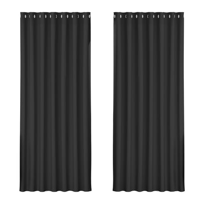 Artiss 2X Blockout Curtains Blackout Window Curtain Eyelet 240x230cm Black-Curtains - Peroz Australia - Image - 2