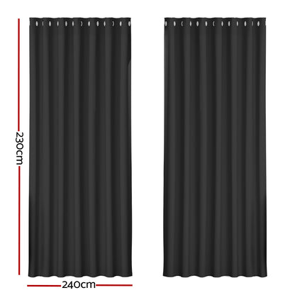 Artiss 2X Blockout Curtains Blackout Window Curtain Eyelet 240x230cm Black-Curtains - Peroz Australia - Image - 3