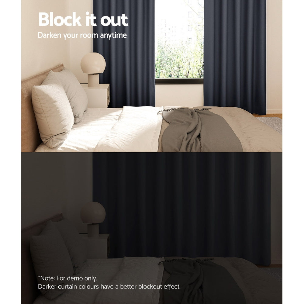 Artiss 2X Blockout Curtains Blackout Window Curtain Eyelet 240x230cm Charcoal-Curtains - Peroz Australia - Image - 5