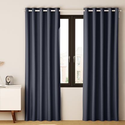 Artiss 2X Blockout Curtains Blackout Window Curtain Eyelet 240x230cm Charcoal-Curtains - Peroz Australia - Image - 1