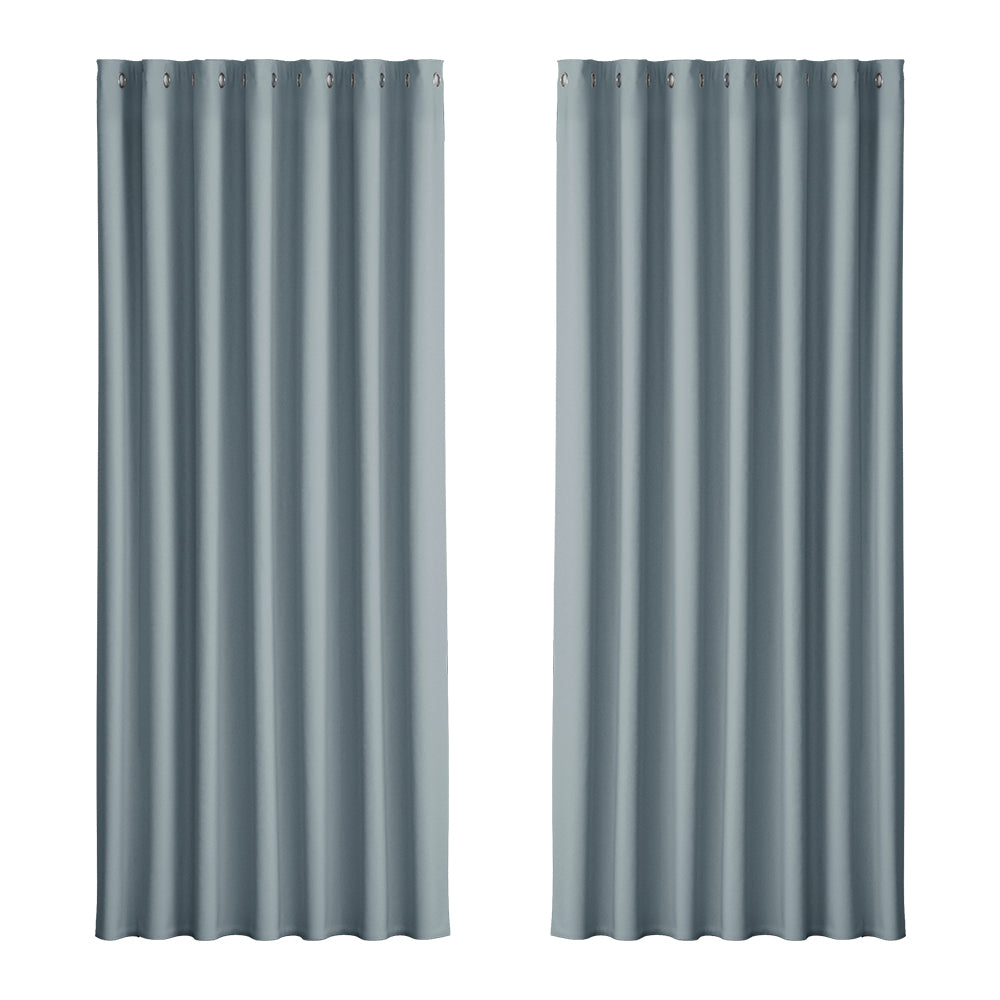 Artiss 2X Blockout Curtains Blackout Window Curtain Eyelet 240x230cm Grey-Curtains - Peroz Australia - Image - 2