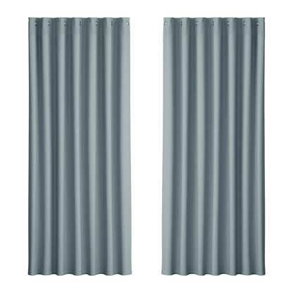 Artiss 2X Blockout Curtains Blackout Window Curtain Eyelet 240x230cm Grey-Curtains - Peroz Australia - Image - 2
