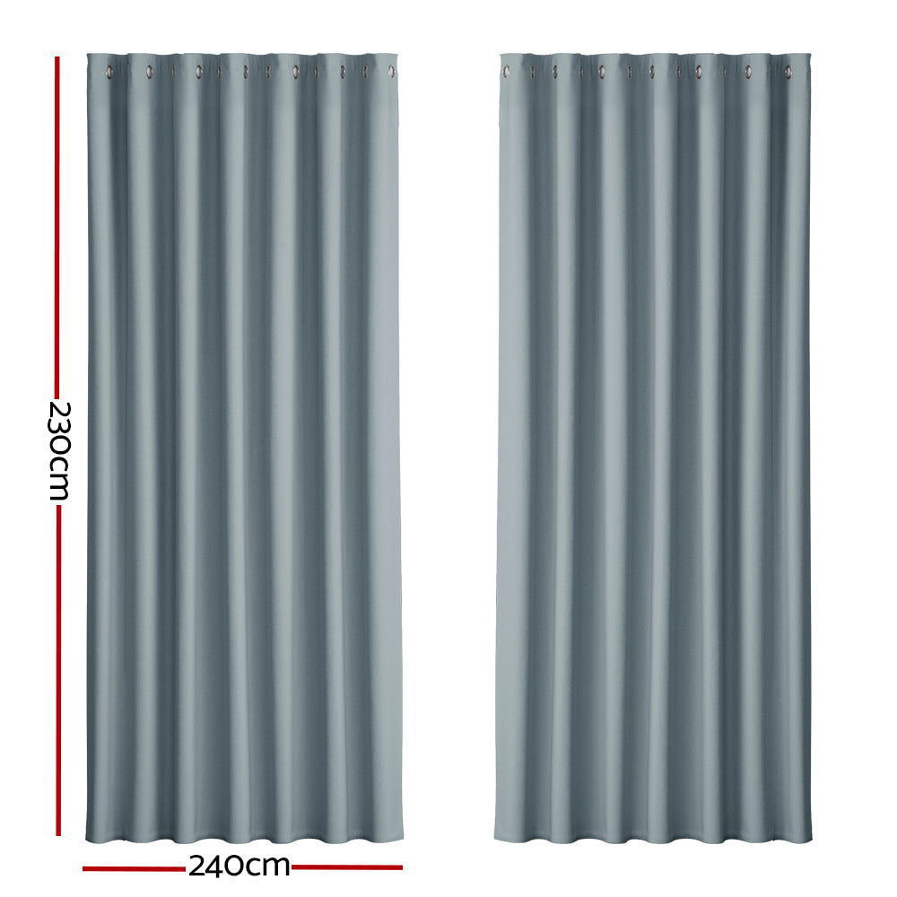 Artiss 2X Blockout Curtains Blackout Window Curtain Eyelet 240x230cm Grey-Curtains - Peroz Australia - Image - 3