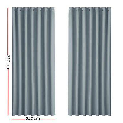 Artiss 2X Blockout Curtains Blackout Window Curtain Eyelet 240x230cm Grey-Curtains - Peroz Australia - Image - 3