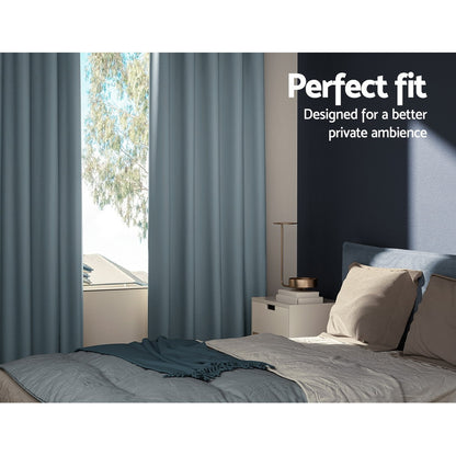 Artiss 2X Blockout Curtains Blackout Window Curtain Eyelet 240x230cm Grey-Curtains - Peroz Australia - Image - 4
