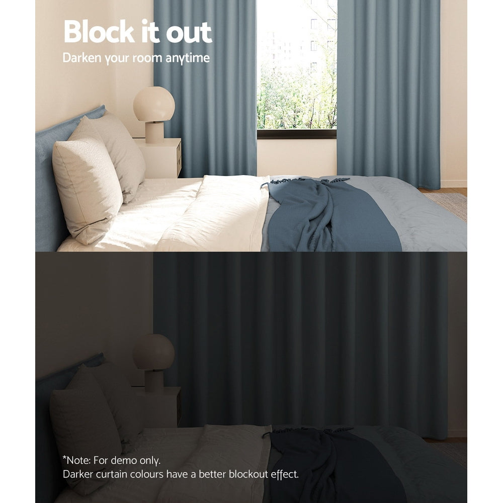 Artiss 2X Blockout Curtains Blackout Window Curtain Eyelet 240x230cm Grey-Curtains - Peroz Australia - Image - 5