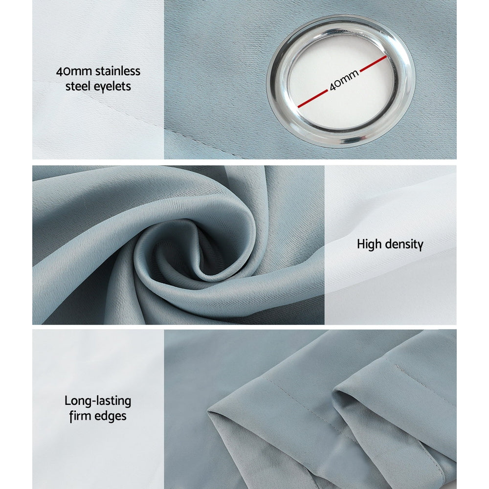 Artiss 2X Blockout Curtains Blackout Window Curtain Eyelet 240x230cm Grey-Curtains - Peroz Australia - Image - 7