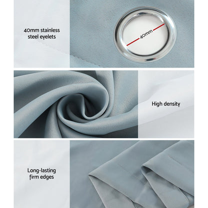 Artiss 2X Blockout Curtains Blackout Window Curtain Eyelet 240x230cm Grey-Curtains - Peroz Australia - Image - 7
