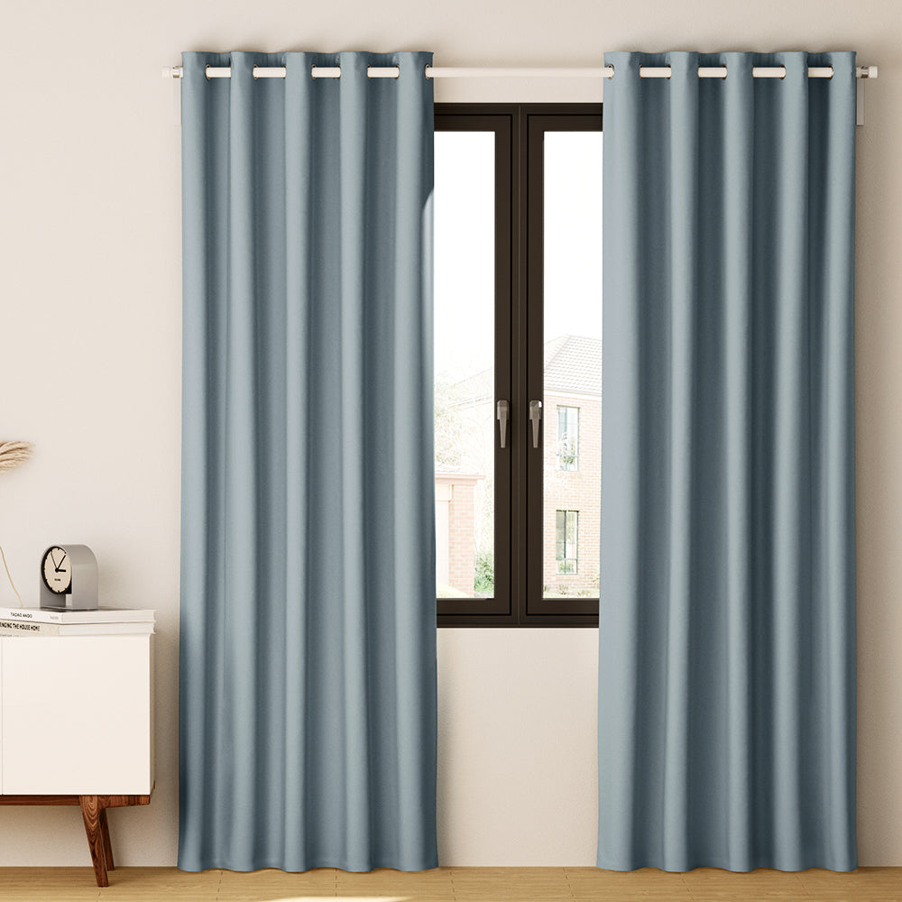 Artiss 2X Blockout Curtains Blackout Window Curtain Eyelet 240x230cm Grey-Curtains - Peroz Australia - Image - 1