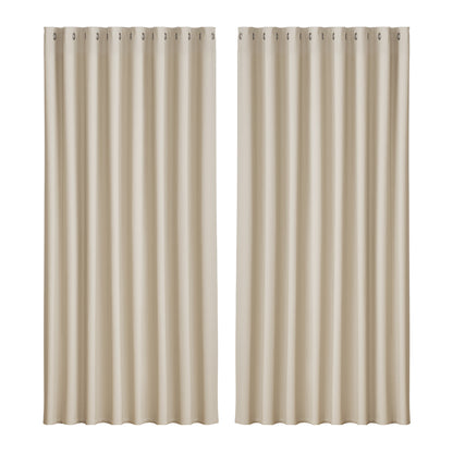 Artiss 2X Blockout Curtains Blackout Window Curtain Eyelet 300x230cm Beige-Curtains - Peroz Australia - Image - 2