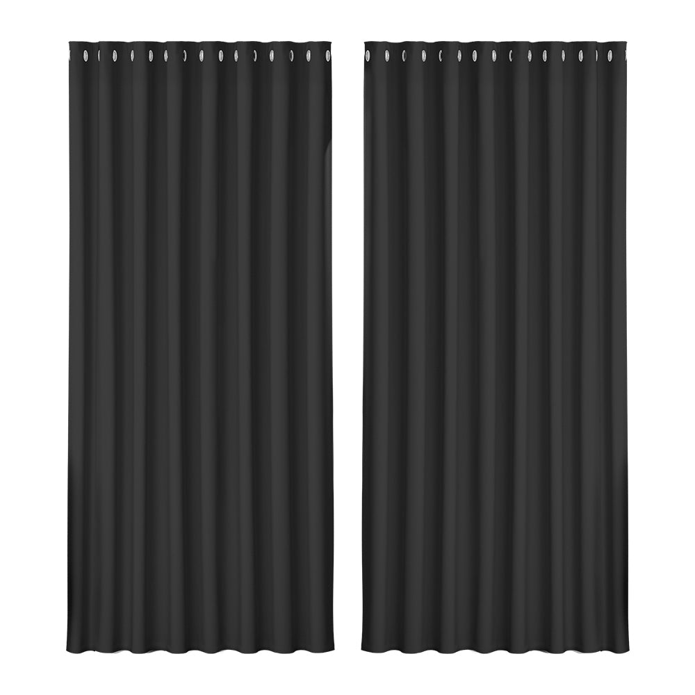 Artiss 2X Blockout Curtains Blackout Window Curtain Eyelet 300x230cm Black-Curtains - Peroz Australia - Image - 2