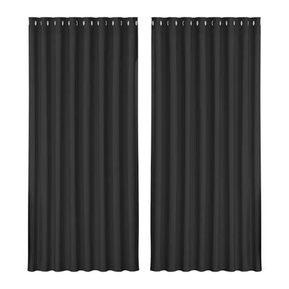 Artiss 2X Blockout Curtains Blackout Window Curtain Eyelet 300x230cm Black-Curtains - Peroz Australia - Image - 2