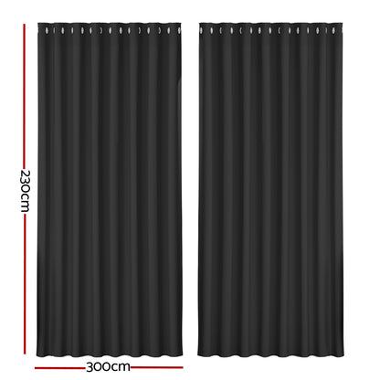 Artiss 2X Blockout Curtains Blackout Window Curtain Eyelet 300x230cm Black-Curtains - Peroz Australia - Image - 3