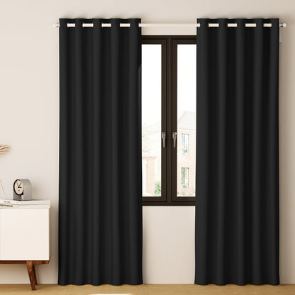 Artiss 2X Blockout Curtains Blackout Window Curtain Eyelet 300x230cm Black-Curtains - Peroz Australia - Image - 1