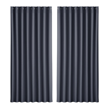 Artiss 2X Blockout Curtains Blackout Window Curtain Eyelet 300x230cm Charcoal-Curtains - Peroz Australia - Image - 2