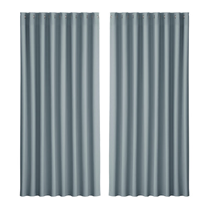 Artiss 2X Blockout Curtains Blackout Window Curtain Eyelet 300x230cm Grey-Curtains - Peroz Australia - Image - 2