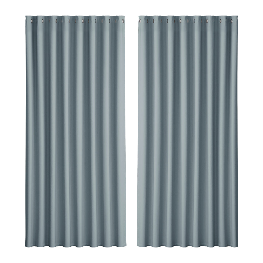 Artiss 2X Blockout Curtains Blackout Window Curtain Eyelet 300x230cm Grey-Curtains - Peroz Australia - Image - 2