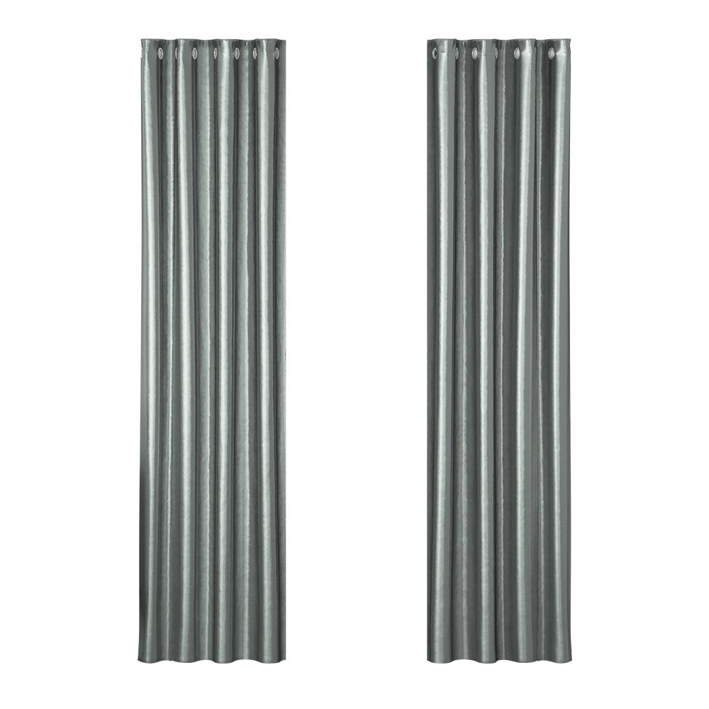 Artiss 2X Blockout Curtains Blackout Window Curtain Eyelet 140x230cm Grey-Curtains - Peroz Australia - Image - 2