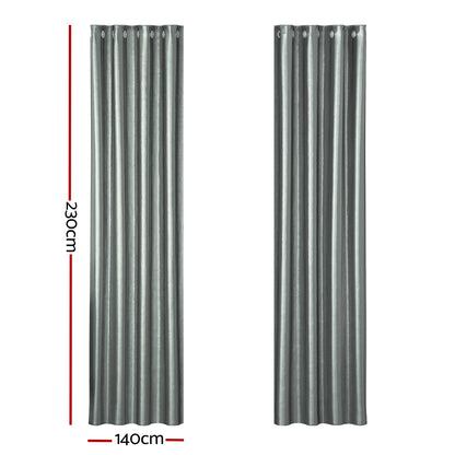 Artiss 2X Blockout Curtains Blackout Window Curtain Eyelet 140x230cm Grey-Curtains - Peroz Australia - Image - 3