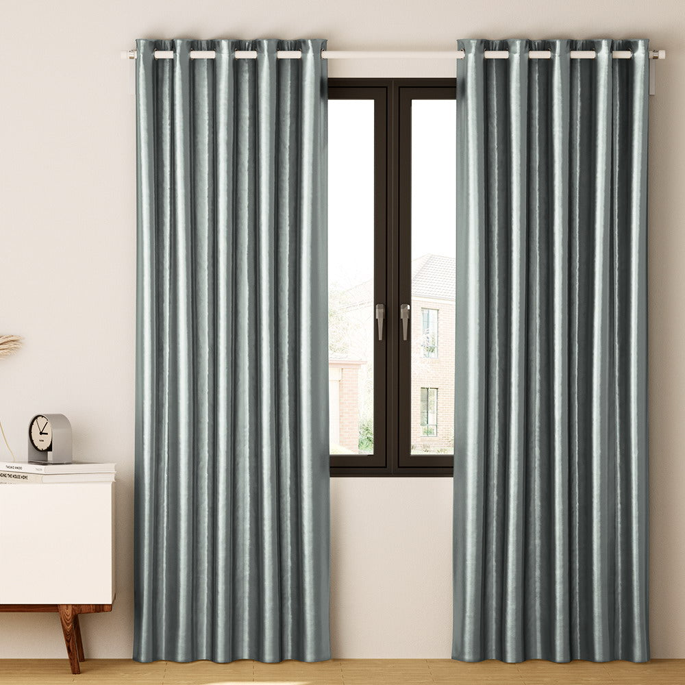 Artiss 2X Blockout Curtains Blackout Window Curtain Eyelet 140x230cm Grey-Curtains - Peroz Australia - Image - 1