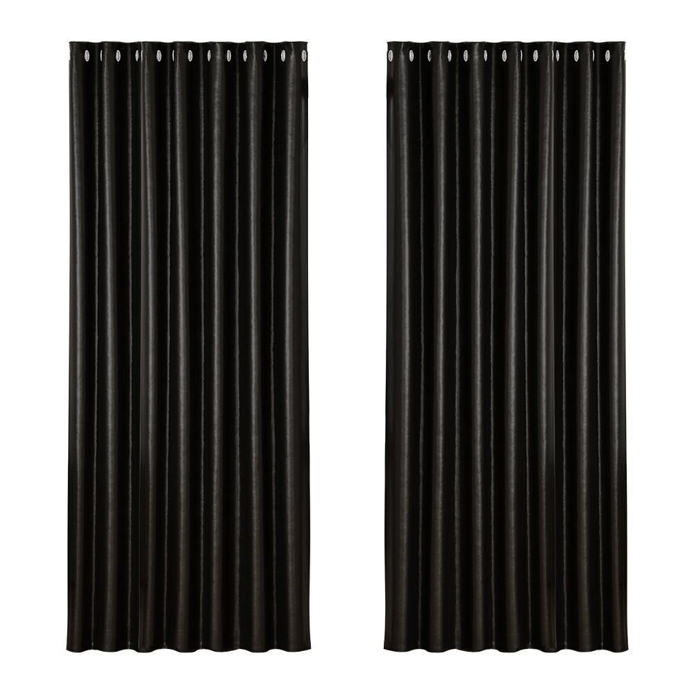Artiss 2X Blockout Curtains Blackout Window Curtain Eyelet 240x230cm Black-Curtains - Peroz Australia - Image - 2