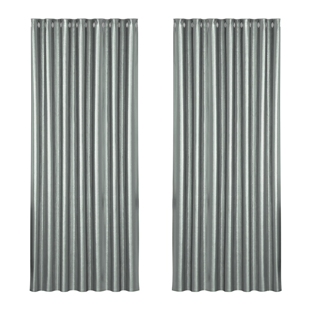 Artiss 2X Blockout Curtains Blackout Window Curtain Eyelet 240x230cm Grey-Curtains - Peroz Australia - Image - 2