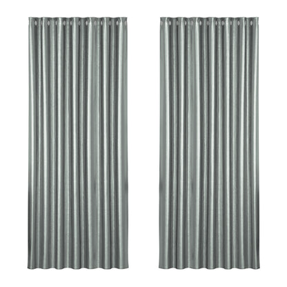 Artiss 2X Blockout Curtains Blackout Window Curtain Eyelet 240x230cm Grey-Curtains - Peroz Australia - Image - 2