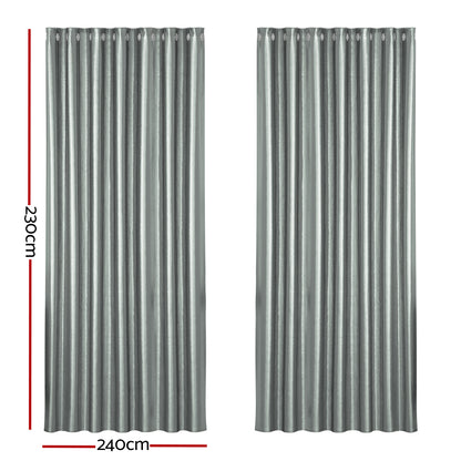 Artiss 2X Blockout Curtains Blackout Window Curtain Eyelet 240x230cm Grey-Curtains - Peroz Australia - Image - 3