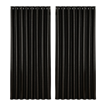 Artiss 2X Blockout Curtains Blackout Window Curtain Eyelet 300x230cm Black-Curtains - Peroz Australia - Image - 1