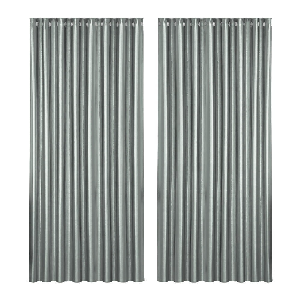 Artiss 2X Blockout Curtains Blackout Window Curtain Eyelet 300x230cm Grey-Curtains - Peroz Australia - Image - 2