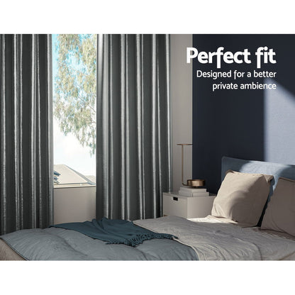 Artiss 2X Blockout Curtains Blackout Window Curtain Eyelet 300x230cm Grey-Curtains - Peroz Australia - Image - 4
