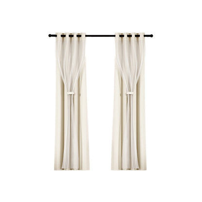 Artiss 2X 132x160cm Blockout Sheer Curtains Beige-Home &amp; Garden &gt; Curtains-PEROZ Accessories