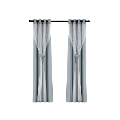 Artiss 2X 132x160cm Blockout Sheer Curtains Light Grey-Home &amp; Garden &gt; Curtains-PEROZ Accessories