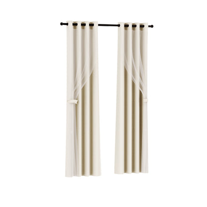 Artiss 2X 132x304cm Blockout Sheer Curtains Beige-Home &amp; Garden &gt; Curtains-PEROZ Accessories