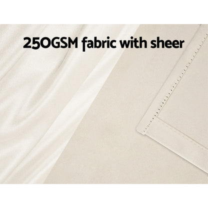 Artiss 2X 132x304cm Blockout Sheer Curtains Beige-Home &amp; Garden &gt; Curtains-PEROZ Accessories