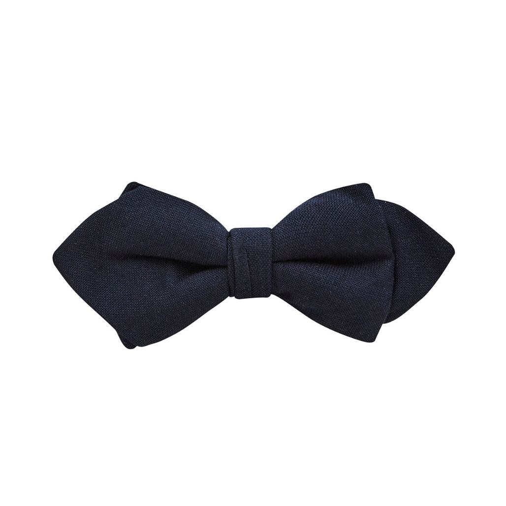 BOW TIE + POCKET SQUARE SET. BDT Plain. Navy. Supplied with matching pocket square.-Bow Ties-PEROZ Accessories