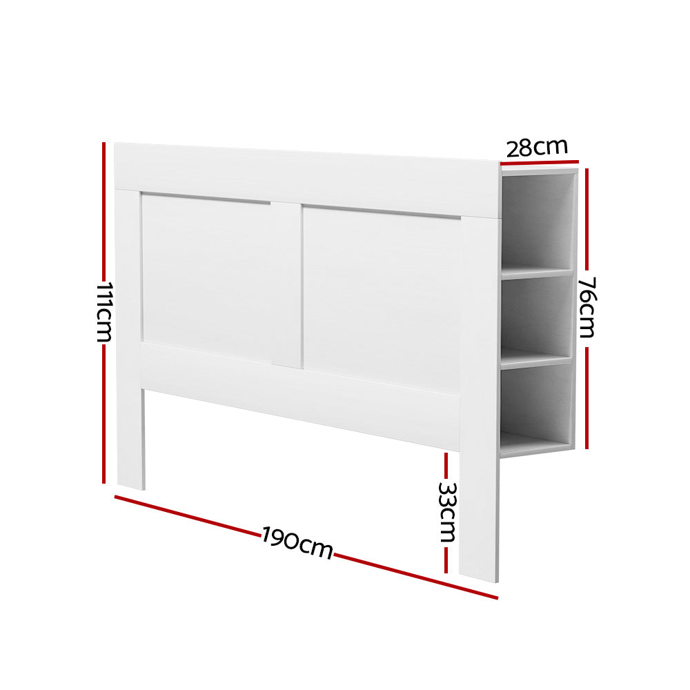 Artiss Bed Frame King Size Bed Head with Shelves Headboard Bedhead Base White-Furniture &gt; Bedroom-PEROZ Accessories