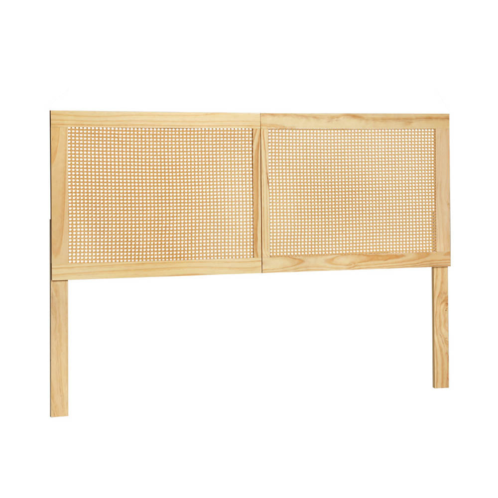 Artiss Rattan Bed Frame Queen Size Bed Head Headboard Bedhead Base RIBO Pine-Furniture &gt; Bedroom-PEROZ Accessories