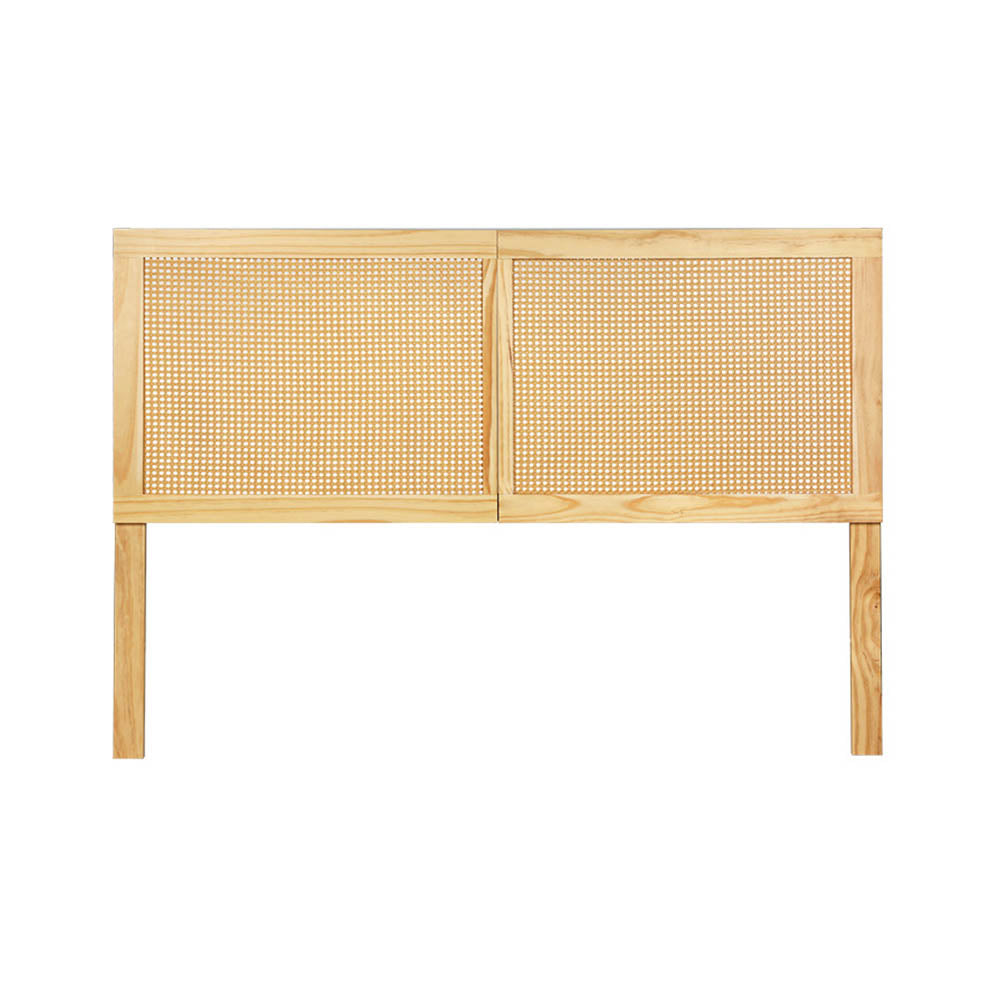Artiss Rattan Bed Frame Queen Size Bed Head Headboard Bedhead Base RIBO Pine-Furniture &gt; Bedroom-PEROZ Accessories